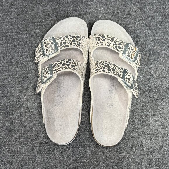 Birkenstock Arizona Sandals Women's Size 10 Silver Grey Buckle Slide Flip Flops - Picture 8 of 13